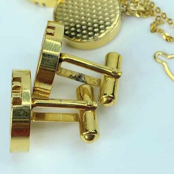 Alfred Dunhill Gold Color matching cufflinks Tie tack button tack set of 4 GS455 - Picture 8 of 8